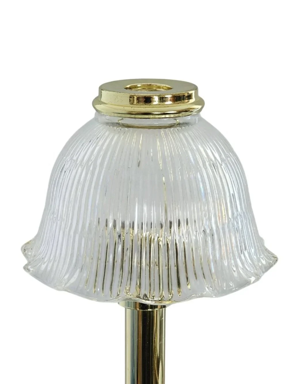 PartyLite Library Candle Lamp candleholder vintage brass retired ruffled 14.5" - Picture 3 of 10